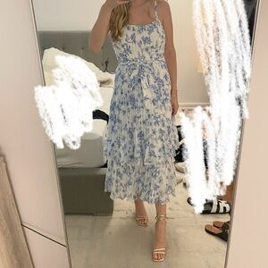 Club Monaco Blue and White Floral Midi Dress